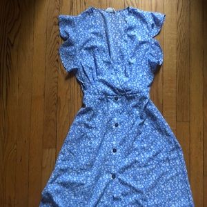 Blue Floral Midi Dress